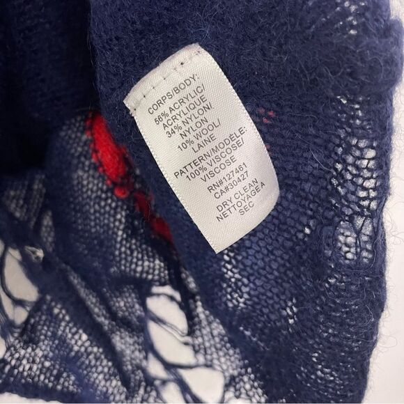 Wildfox White Label Navy Blue with Red Anchor Print Distressed Hem Sweater - Picture 6 of 6